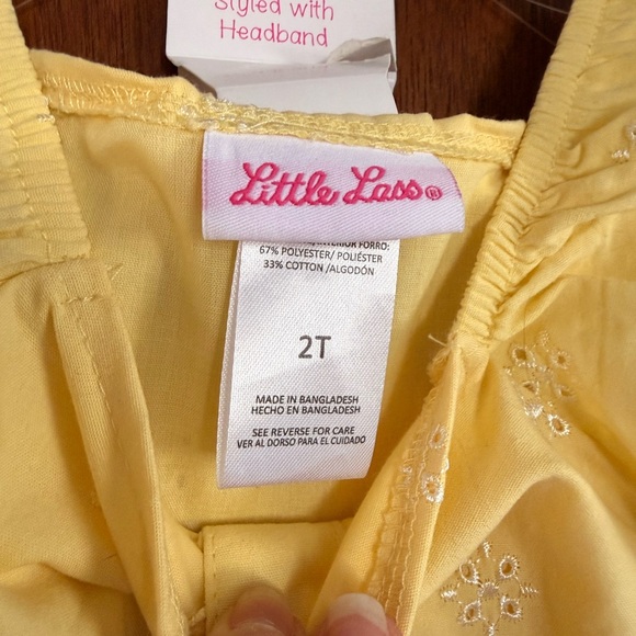 Little Lass Yellow Eyelet Button Top - Picture 3 of 4